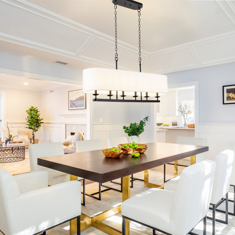 Latitude Run® Fabric Chandelier 6-Light Dining Room Chandelier over ...